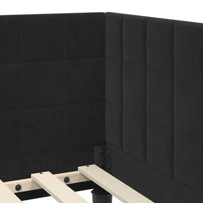 Eckbettgestell mit Kopfteil Schwarz 100 cm x 200 cm Samt