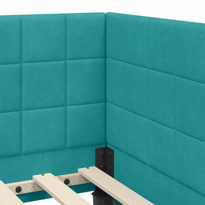 vidaXL Cadre de lit d'angle avec tête de lit Turquoise 100 cm x 200 cm Velours