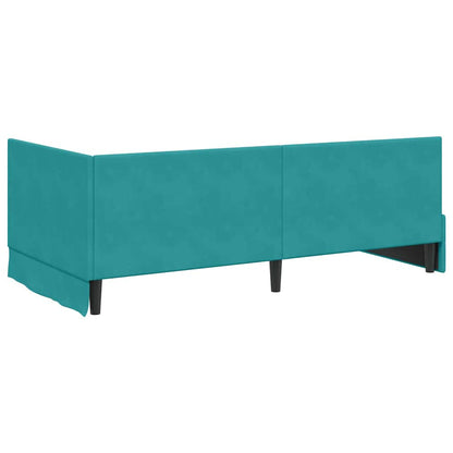 vidaXL Cadre de lit d'angle avec tête de lit Turquoise 100 cm x 200 cm Velours