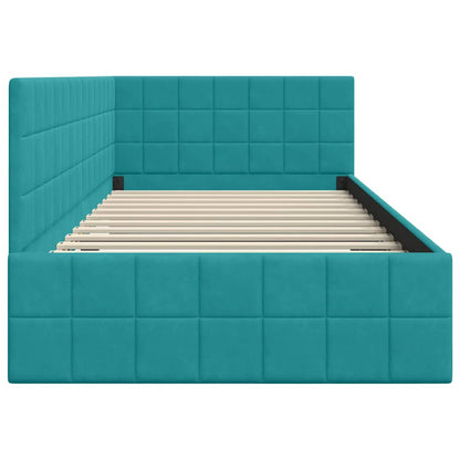 vidaXL Cadre de lit d'angle avec tête de lit Turquoise 100 cm x 200 cm Velours