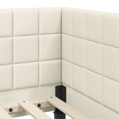 Eckbettgestell mit Kopfteil Creme 80 cm x 200 cm Samt