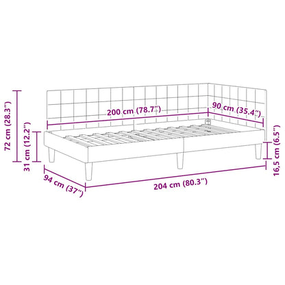 Eckbettgestell mit Kopfteil Dunkelgrün 90 cm x 200 cm Samt