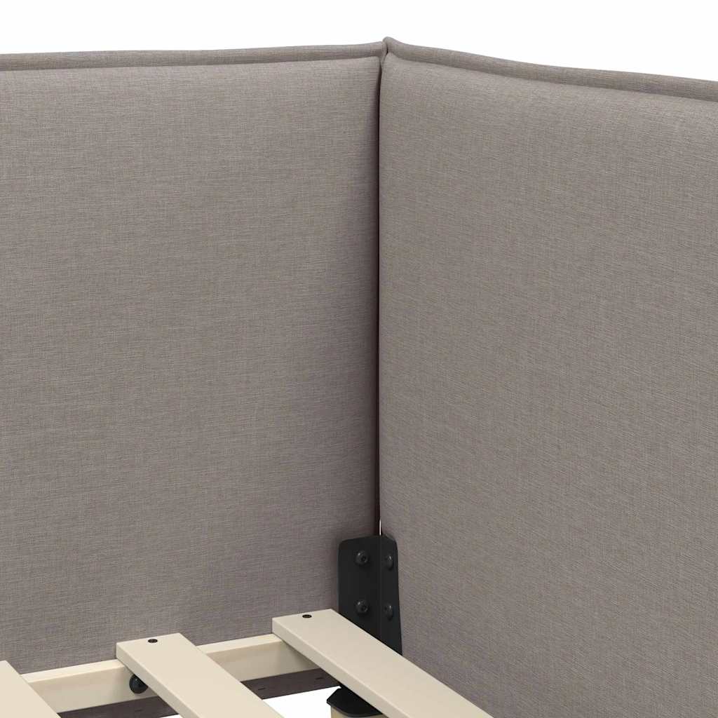 Eckbettgestell mit Kopfteil Taupe 80 x 200 cm Stoff