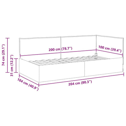 Eckbettgestell mit Kopfteil Dunkelgrau 100 x 200 cm Stoff