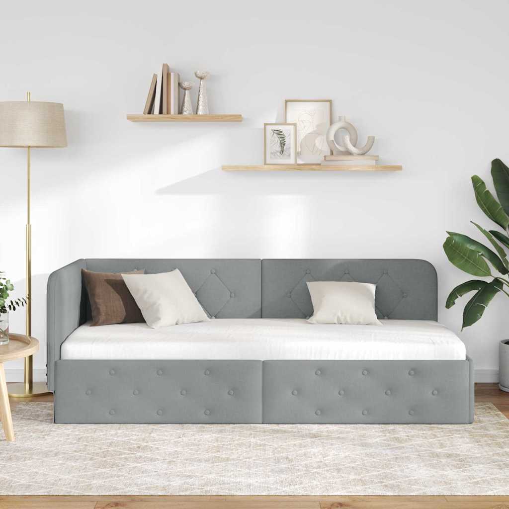 Eckbettgestell Hellgrau 80 x 200 cm Stoff