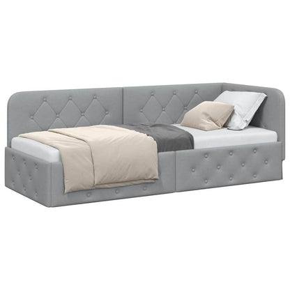 Eckbettgestell Hellgrau 80 x 200 cm Stoff