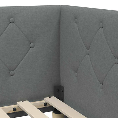 vidaXL Eckbettgestell mit Kopfteil Dunkelgrau 80 x 200 cm Stoff