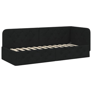 vidaXL Eckbettgestell mit Kopfteil Schwarz 80 x 200 cm Stoff