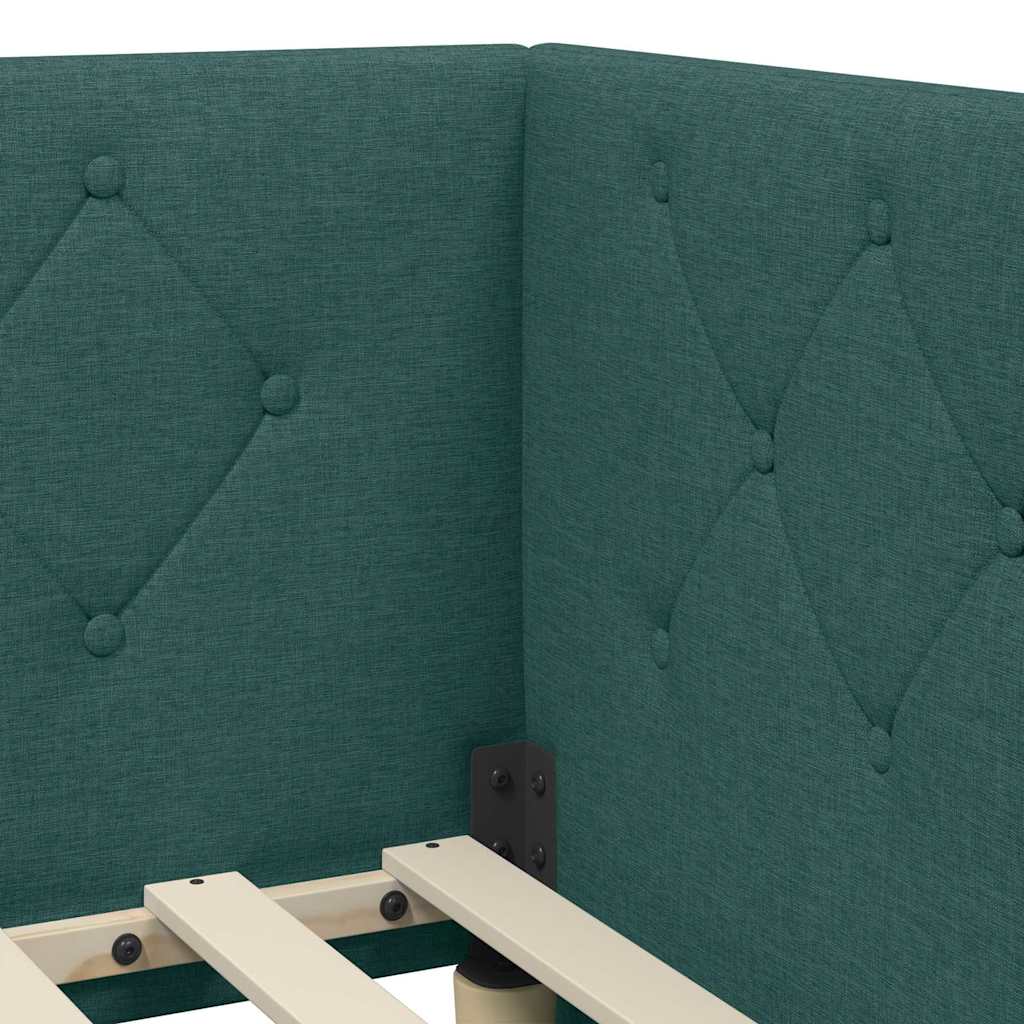 vidaXL Eckbettgestell mit Kopfteil Dunkelgrün 80 x 200 cm Stoff