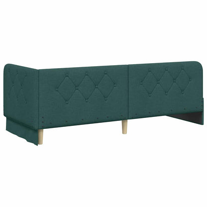 vidaXL Eckbettgestell mit Kopfteil Dunkelgrün 80 x 200 cm Stoff