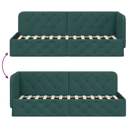 vidaXL Eckbettgestell mit Kopfteil Dunkelgrün 80 x 200 cm Stoff