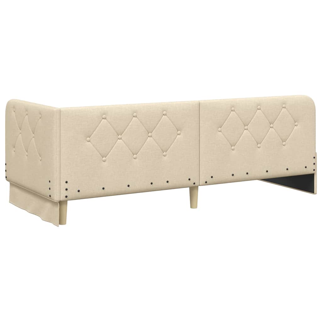 vidaXL Eckbettgestell mit Kopfteil Creme 80 x 200 cm Stoff
