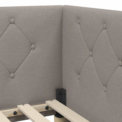 vidaXL Eckbettgestell mit Kopfteil Taupe 90 x 190 cm Stoff