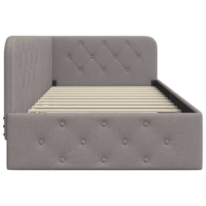vidaXL Eckbettgestell mit Kopfteil Taupe 90 x 190 cm Stoff