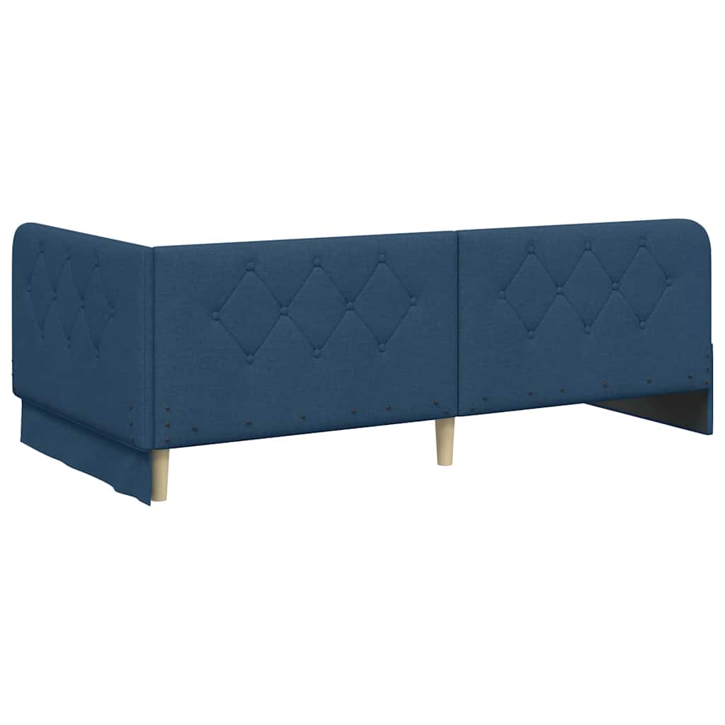 vidaXL Eckbettgestell mit Kopfteil Blau 90 x 190 cm Stoff