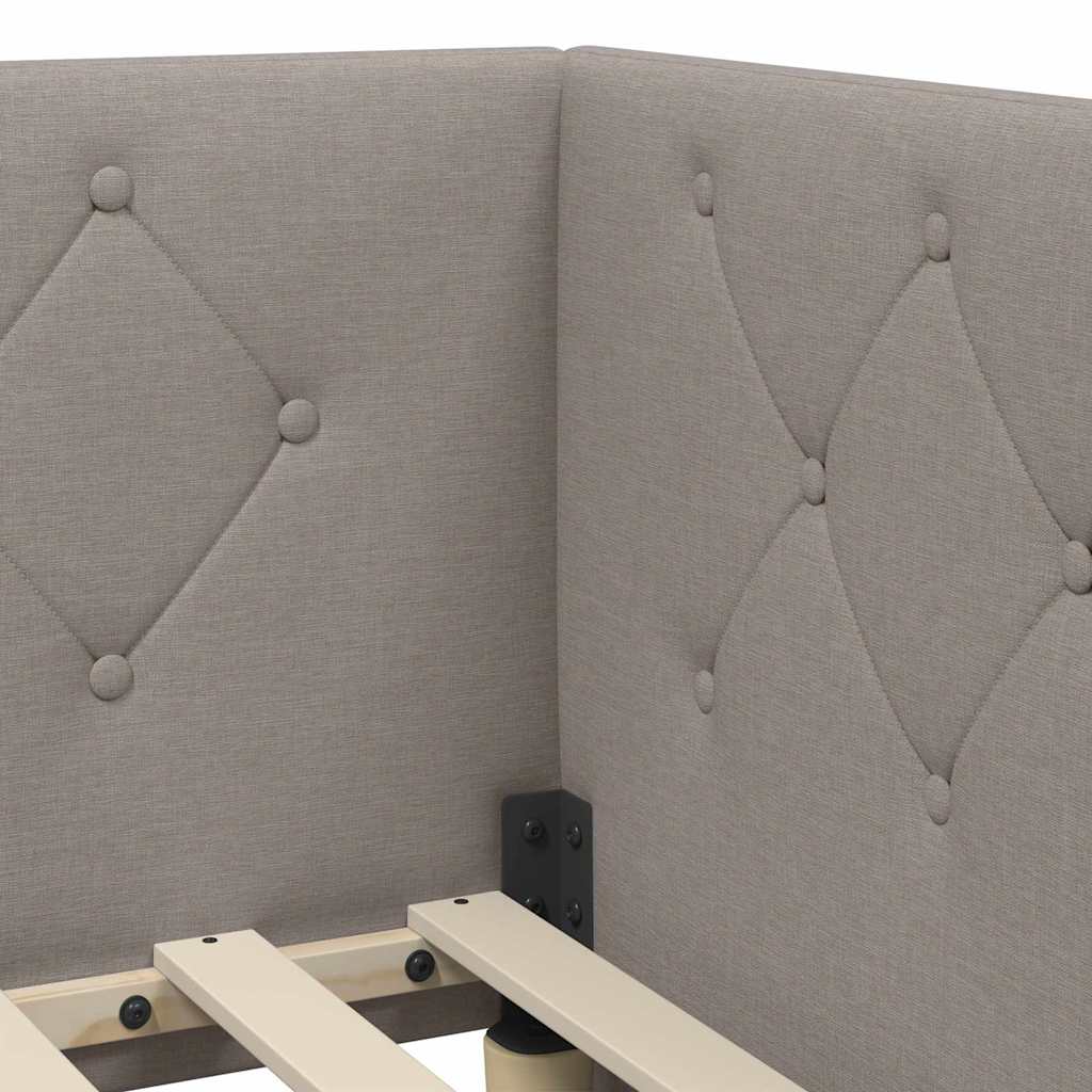 vidaXL Cadre de lit d'angle avec tête de lit Taupe 90 x 200 cm Tissu