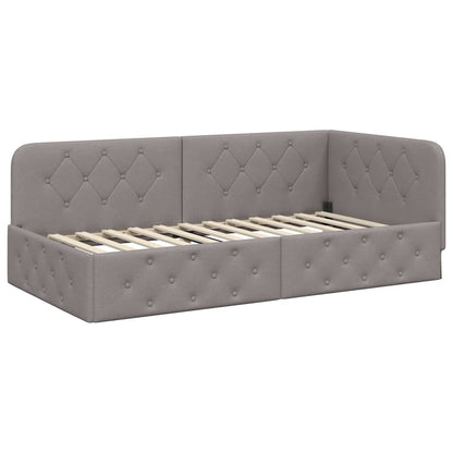 vidaXL Cadre de lit d'angle avec tête de lit Taupe 90 x 200 cm Tissu