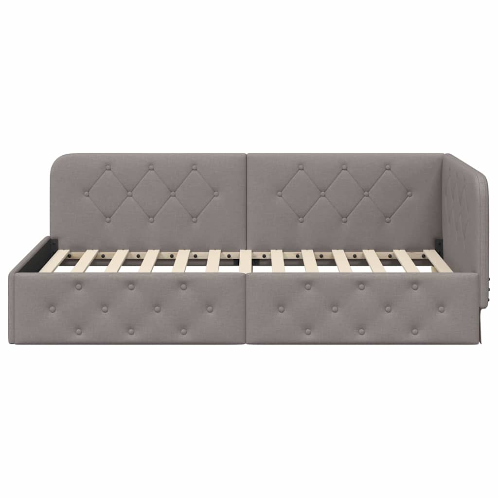 vidaXL Cadre de lit d'angle avec tête de lit Taupe 90 x 200 cm Tissu