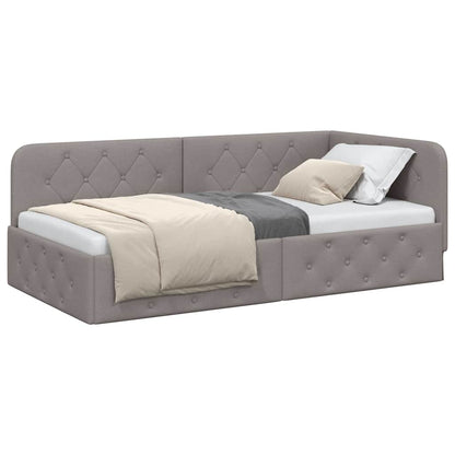 vidaXL Cadre de lit d'angle avec tête de lit Taupe 90 x 200 cm Tissu