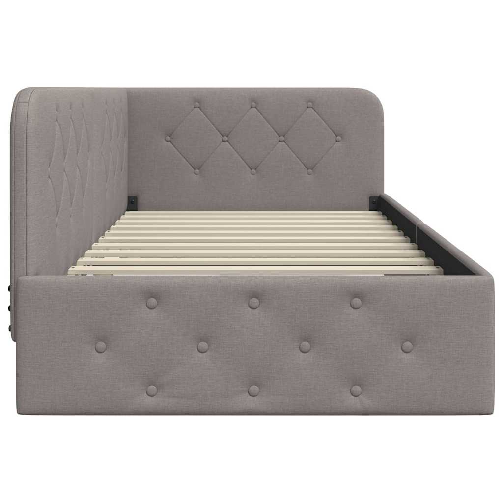 vidaXL Cadre de lit d'angle avec tête de lit Taupe 90 x 200 cm Tissu