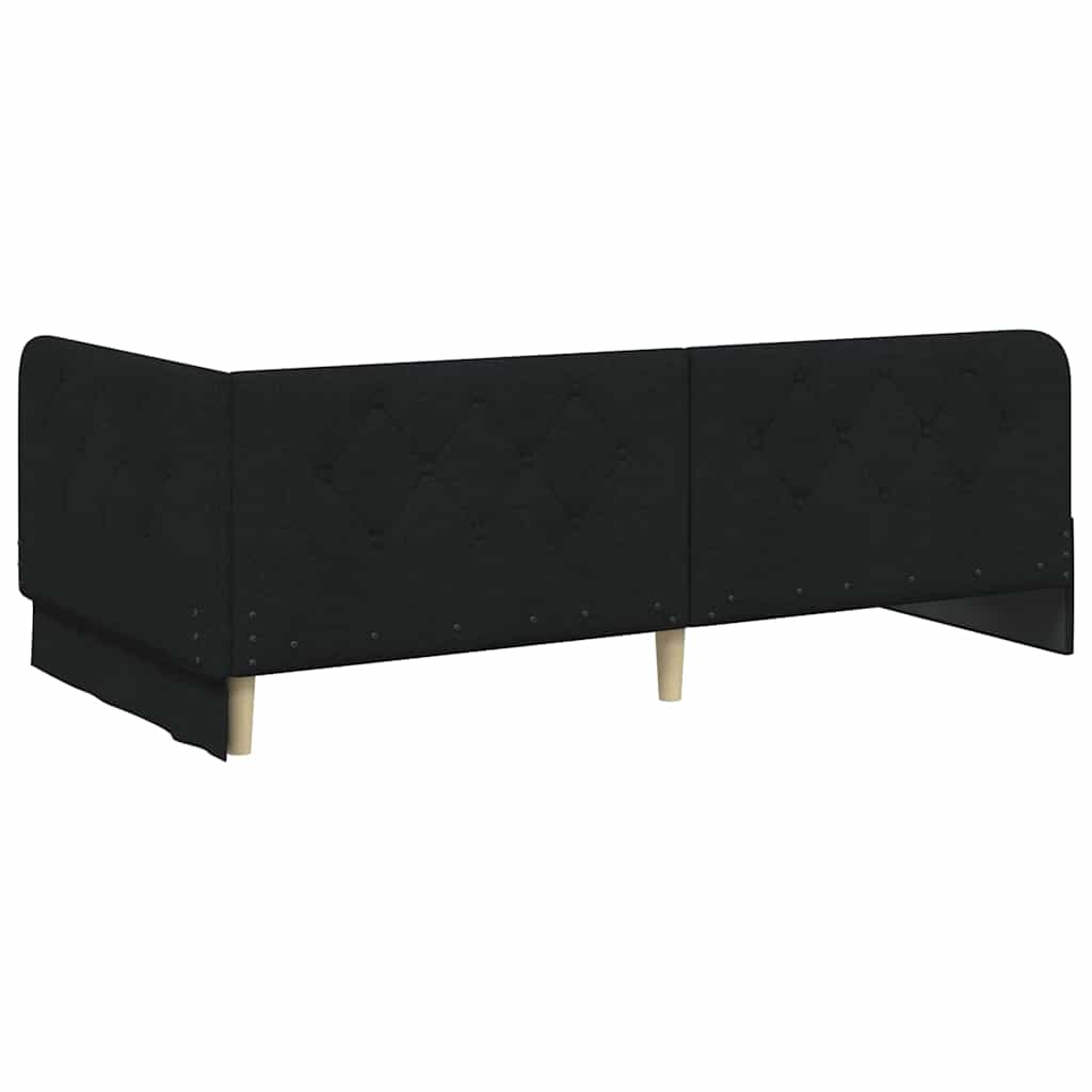 vidaXL Eckbettgestell mit Kopfteil Schwarz 100 x 200 cm Stoff