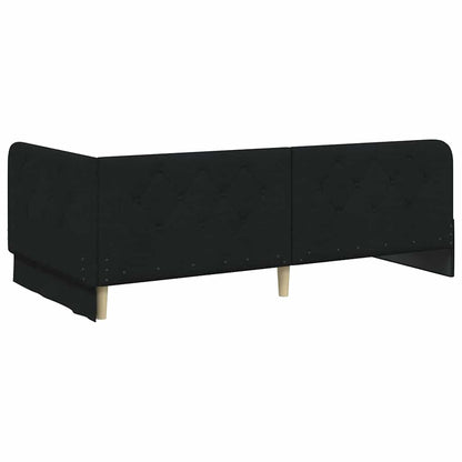 vidaXL Eckbettgestell mit Kopfteil Schwarz 100 x 200 cm Stoff