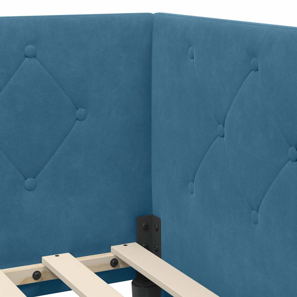 vidaXL Eckbettgestell mit Kopfteil Blau 80 x 200 cm Samt