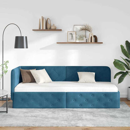 vidaXL Eckbettgestell mit Kopfteil Blau 80 x 200 cm Samt