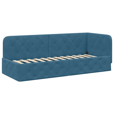 vidaXL Eckbettgestell mit Kopfteil Blau 80 x 200 cm Samt
