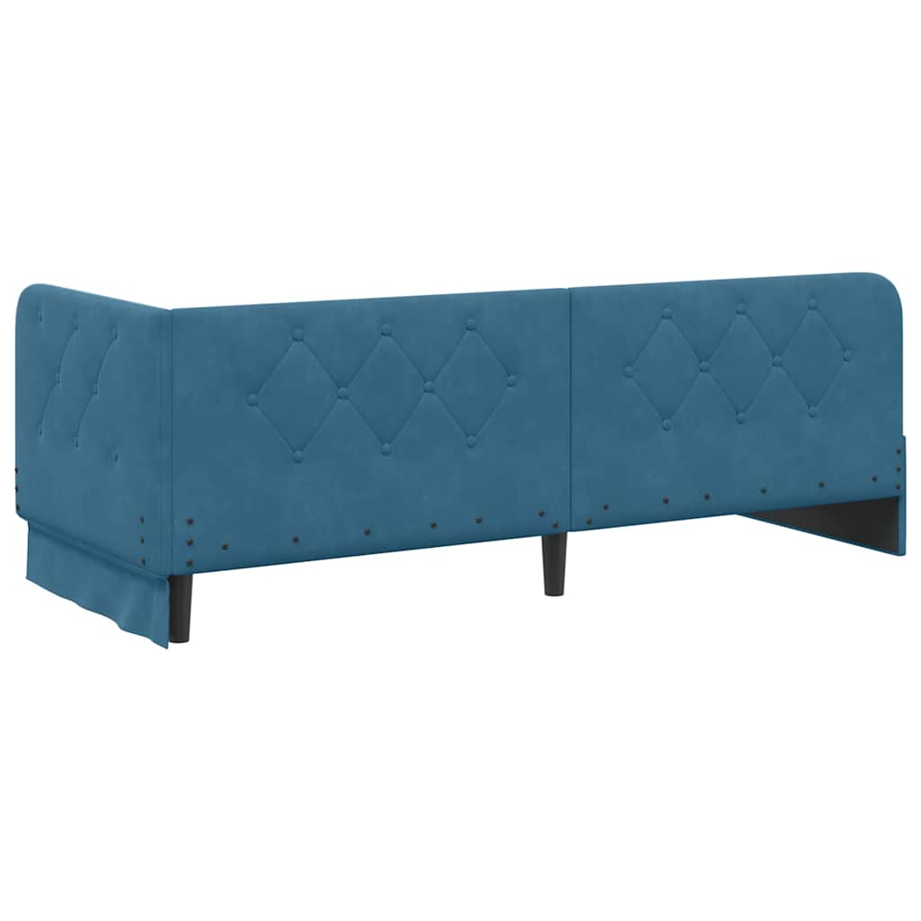 vidaXL Eckbettgestell mit Kopfteil Blau 80 x 200 cm Samt