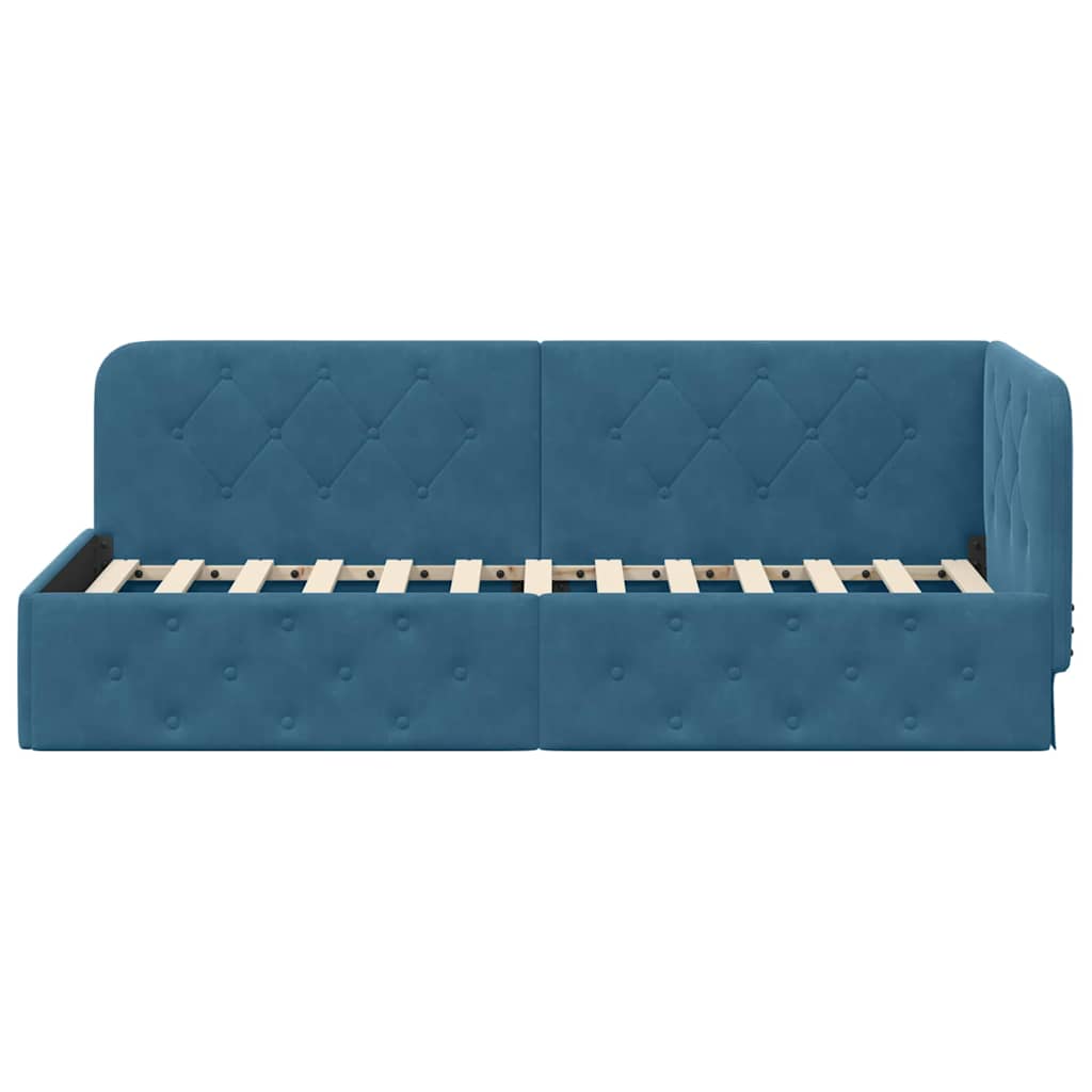 vidaXL Eckbettgestell mit Kopfteil Blau 80 x 200 cm Samt