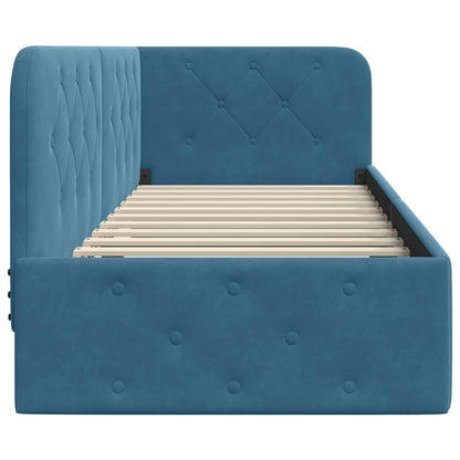 vidaXL Eckbettgestell mit Kopfteil Blau 80 x 200 cm Samt