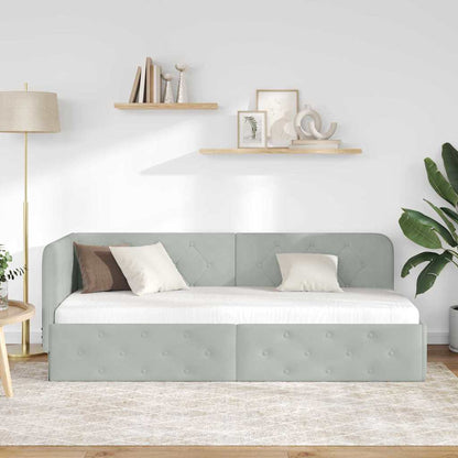 vidaXL Eckbettgestell mit Kopfteil Hellgrau 80 x 200 cm Samt