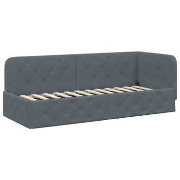 vidaXL Eckbettgestell mit Kopfteil Dunkelgrau 80 x 200 cm Samt