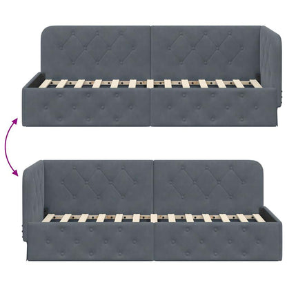 vidaXL Eckbettgestell mit Kopfteil Dunkelgrau 80 x 200 cm Samt