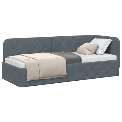 vidaXL Eckbettgestell mit Kopfteil Dunkelgrau 80 x 200 cm Samt