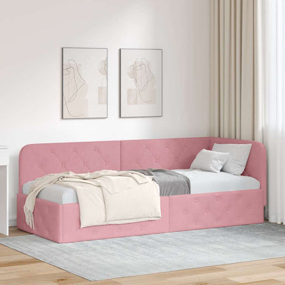 vidaXL Eckbettgestell mit Kopfteil Rosa 80 x 200 cm Samt