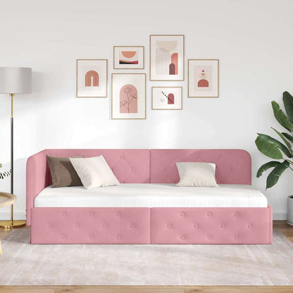 vidaXL Eckbettgestell mit Kopfteil Rosa 80 x 200 cm Samt