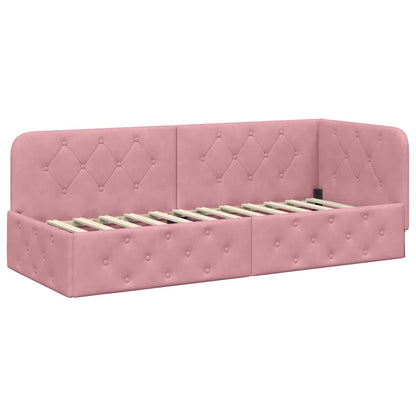 vidaXL Eckbettgestell mit Kopfteil Rosa 80 x 200 cm Samt