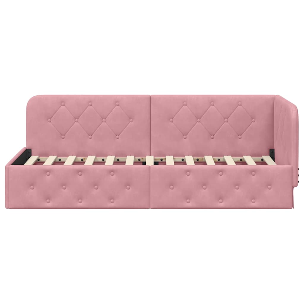 vidaXL Eckbettgestell mit Kopfteil Rosa 80 x 200 cm Samt