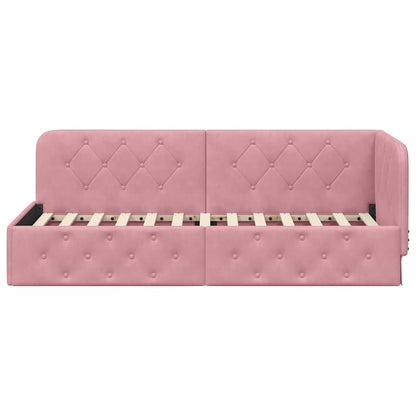vidaXL Eckbettgestell mit Kopfteil Rosa 80 x 200 cm Samt
