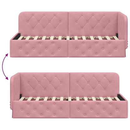 vidaXL Eckbettgestell mit Kopfteil Rosa 80 x 200 cm Samt