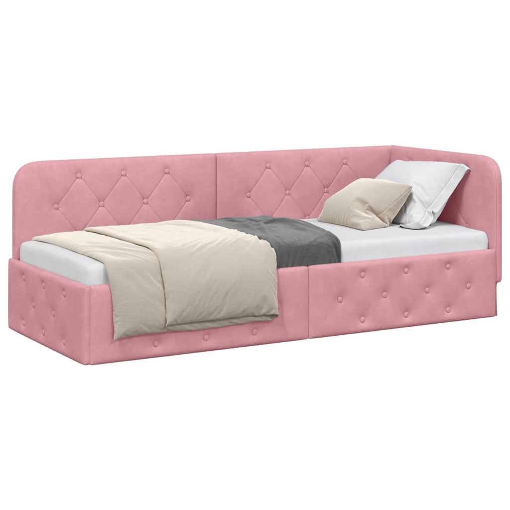 vidaXL Eckbettgestell mit Kopfteil Rosa 80 x 200 cm Samt