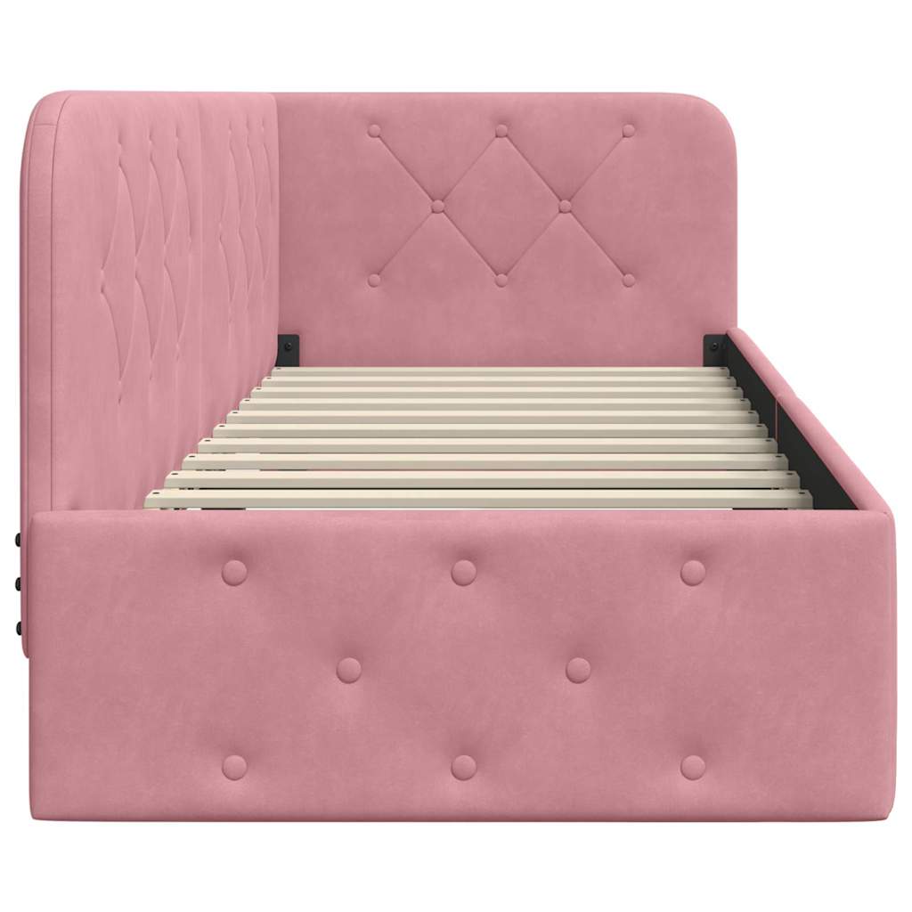 vidaXL Eckbettgestell mit Kopfteil Rosa 80 x 200 cm Samt
