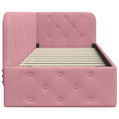vidaXL Eckbettgestell mit Kopfteil Rosa 80 x 200 cm Samt