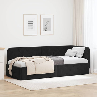 vidaXL Eckbettgestell mit Kopfteil Schwarz 80 x 200 cm Samt