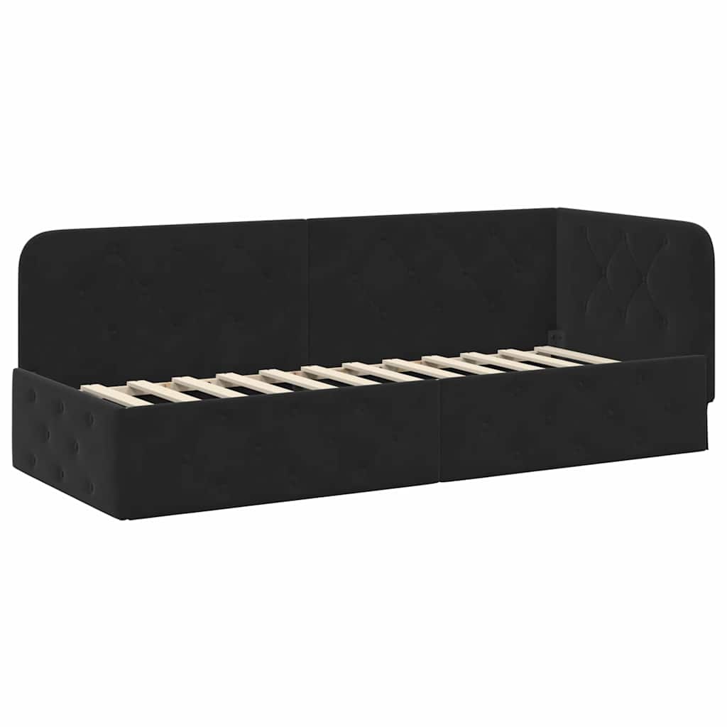 vidaXL Eckbettgestell mit Kopfteil Schwarz 80 x 200 cm Samt