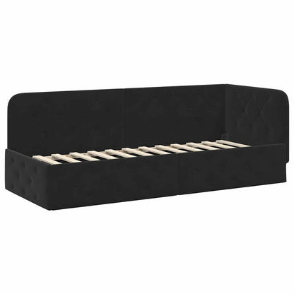 vidaXL Eckbettgestell mit Kopfteil Schwarz 80 x 200 cm Samt