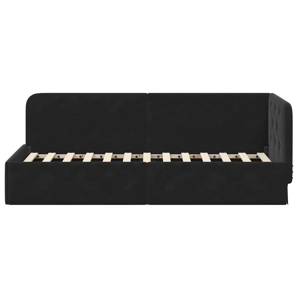 vidaXL Eckbettgestell mit Kopfteil Schwarz 80 x 200 cm Samt