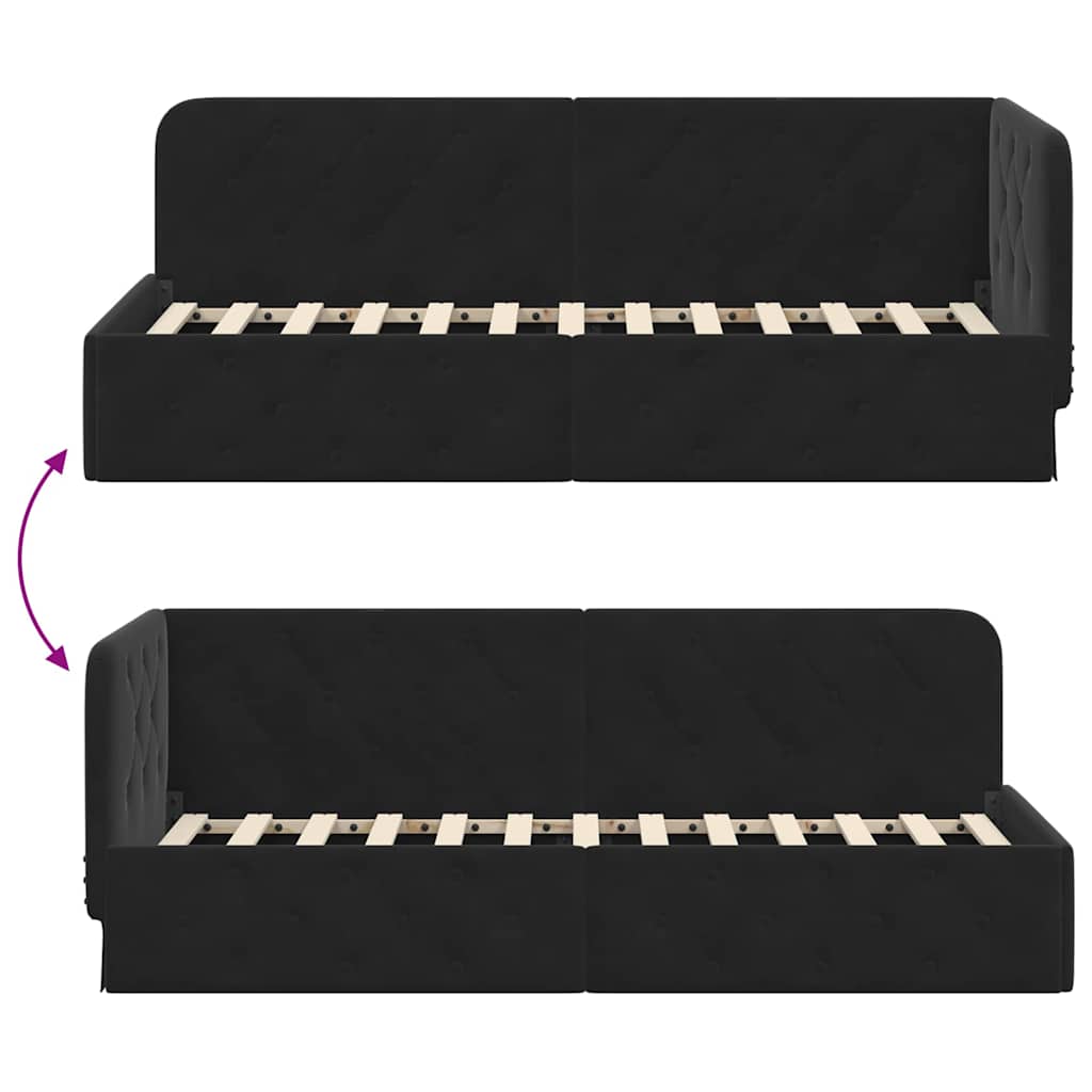 vidaXL Eckbettgestell mit Kopfteil Schwarz 80 x 200 cm Samt